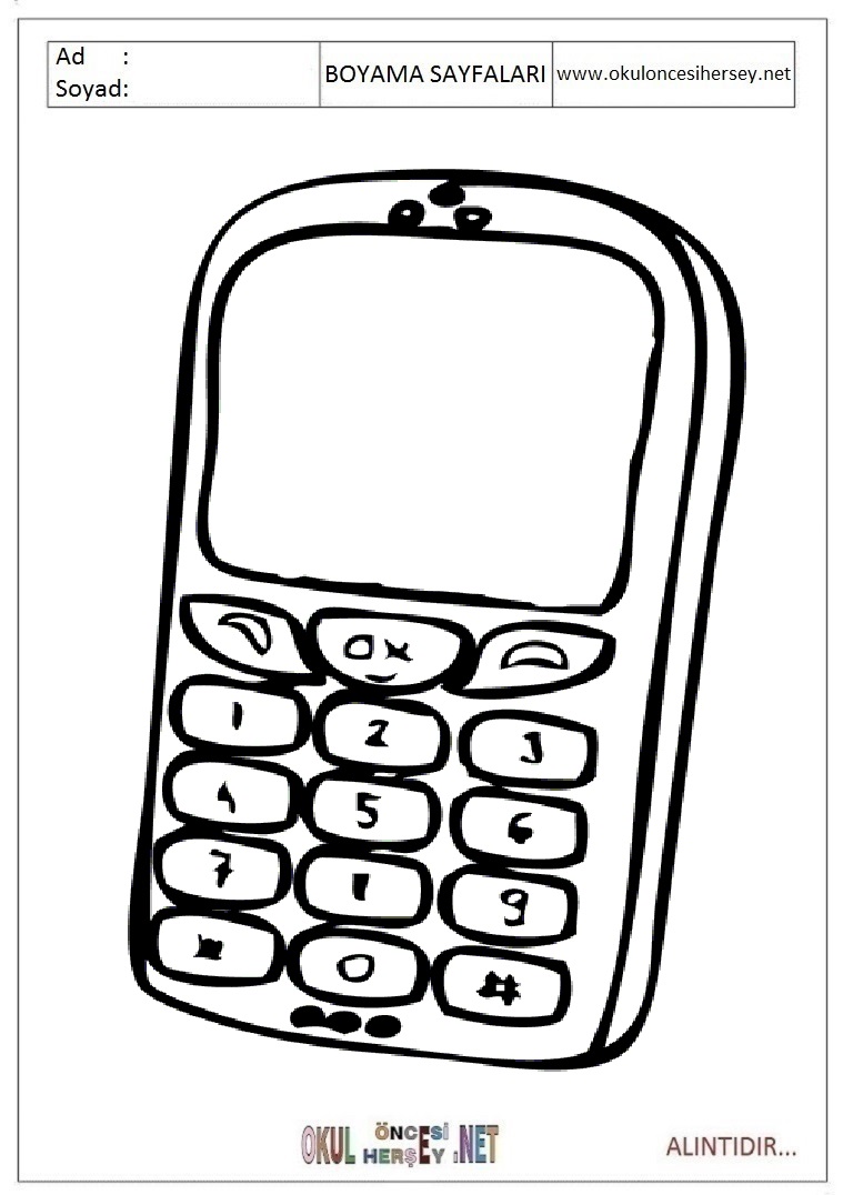 Çocuklar İçin Cep-Telefonu Boyama Sayfaları 